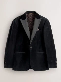 Noir - Slim Fit (Slim Fit) - Blazer Motionflex Extensible en velours