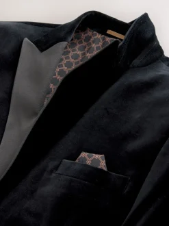 Noir - Slim Fit (Slim Fit) - Blazer Motionflex Extensible en velours