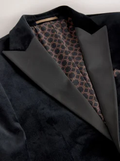 Noir - Slim Fit (Slim Fit) - Blazer Motionflex Extensible en velours