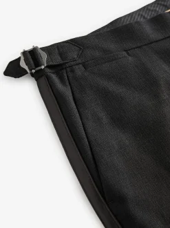 Noir - Slim Fit (Slim Fit) - Pantalon de smoking ajustable avec laine
