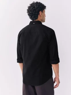 Noir - Slim Fit (Slim Fit) - Chemise Oxford à manches longues
