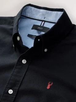 Noir - Slim Fit (Slim Fit) - Chemise Oxford à manches longues