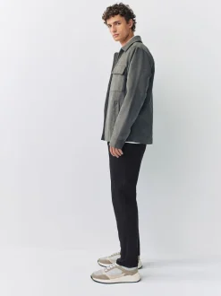 Noir - Slim Fit (Slim Fit) - Pantalons Chinos extensibles plissés avec taille élastique