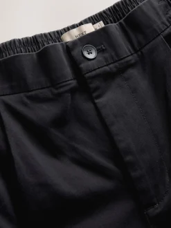 Noir - Slim Fit (Slim Fit) - Pantalons Chinos extensibles plissés avec taille élastique