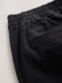 Noir - Slim Fit (Slim Fit) - Pantalons Chinos extensibles plissés avec taille élastique