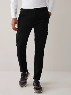 Noir - Slim Fit (Slim Fit) - Pantalon cargo stretch en coton