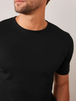Noir - Slim Fit (Slim Fit) - T-shirt Essential Col rond en coton