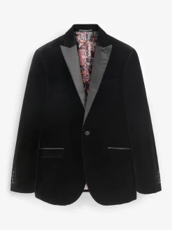 Noir - Slim Fit (Slim Fit) - Blazer Signature Pontoglio en velours italien