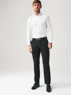 Noir - Slim Fit (Slim Fit) - Lot de 2 pantalons intelligents unis sur le devant