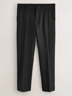 Noir - Slim Fit (Slim Fit) - Pantalons de smoking texturés Motionflex avec bande latérale