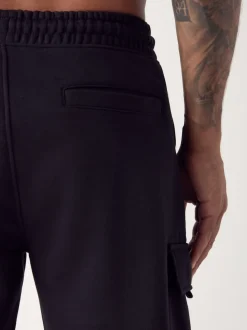 Noir - Slim Fit (Slim Fit) - Joggings Cargos Coupe ajustée lourds brossés