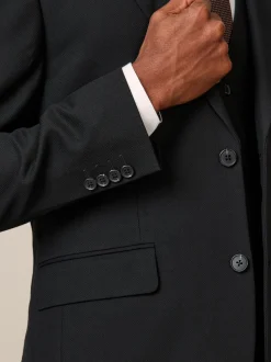 Noir - Slim Fit (Slim Fit) - Veste de costume texturée