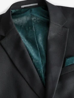 Noir - Slim Fit (Slim Fit) - Veste de costume texturée