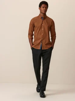 Noir - Slim Fit (Slim Fit) - Pantalon élégant uni sur le devant