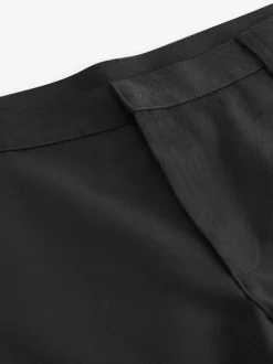 Noir - Slim Fit (Slim Fit) - Pantalon élégant uni sur le devant