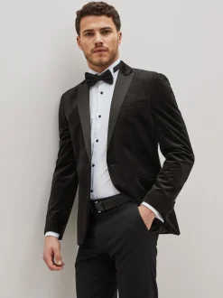 Noir - Slim Fit (Slim Fit) - Blazer en velours