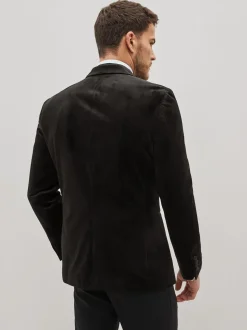 Noir - Slim Fit (Slim Fit) - Blazer en velours