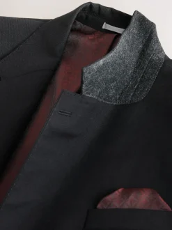 Noir - Slim Fit (Slim Fit) - Veste de costume Signature Nova Fides en 100% laine italienne