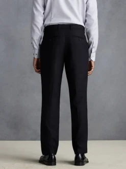 Noir - Slim Fit (Slim Fit) - Pantalons Signature en 100 % laine avec ceinture Motion Flex