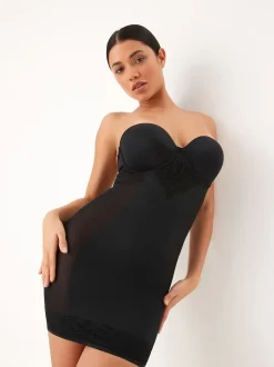 Noir - Slip Dentelle DD+ ferme à contrôle du ventre légèrement rembourré