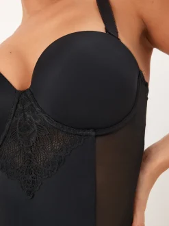 Noir - Slip Dentelle DD+ ferme à contrôle du ventre légèrement rembourré