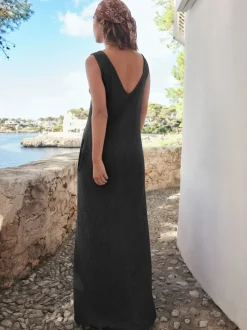 Noir - Slip dress texturée en jersey