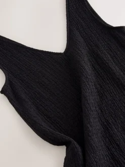 Noir - Slip dress texturée en jersey