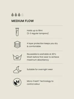 Noir - Slips de période en coton à flux moyen