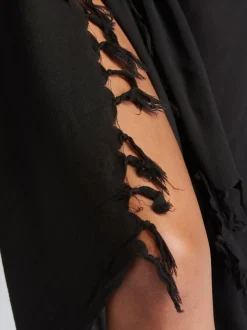 Noir - South Beach Dissimuler le sarong froissé à franges en viscose