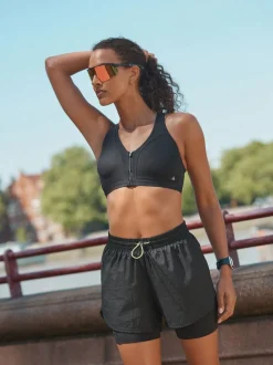 Noir - Soutien-gorge B-GG Active Sports Impact élevé Dry Tech zippé sur le devant