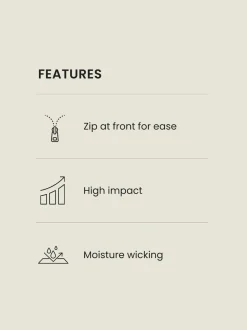 Noir - Soutien-gorge B-GG Active Sports Impact élevé Dry Tech zippé sur le devant