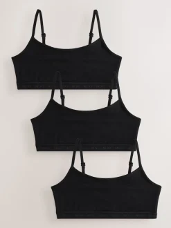 Noir - Strappy Raccourci Hauts 3 Lot (5-16ans)
