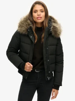Noir - Superdry Everest Hooded Bomber Veste