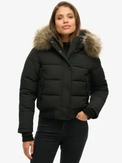 Noir - Superdry Everest Hooded Bomber Veste