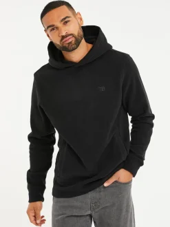 Noir - Sweat à capuche Threadbare en micropolaire