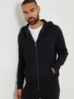 Noir - Sweat à capuche Threadbare zippé