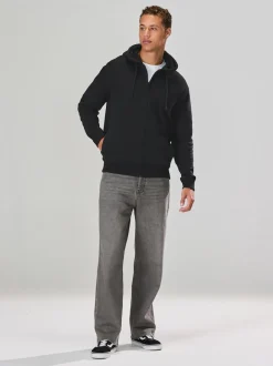 Noir - Sweat à capuche zippé en jersey épais riche en coton