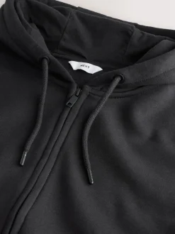 Noir - Sweat à capuche zippé en jersey épais riche en coton