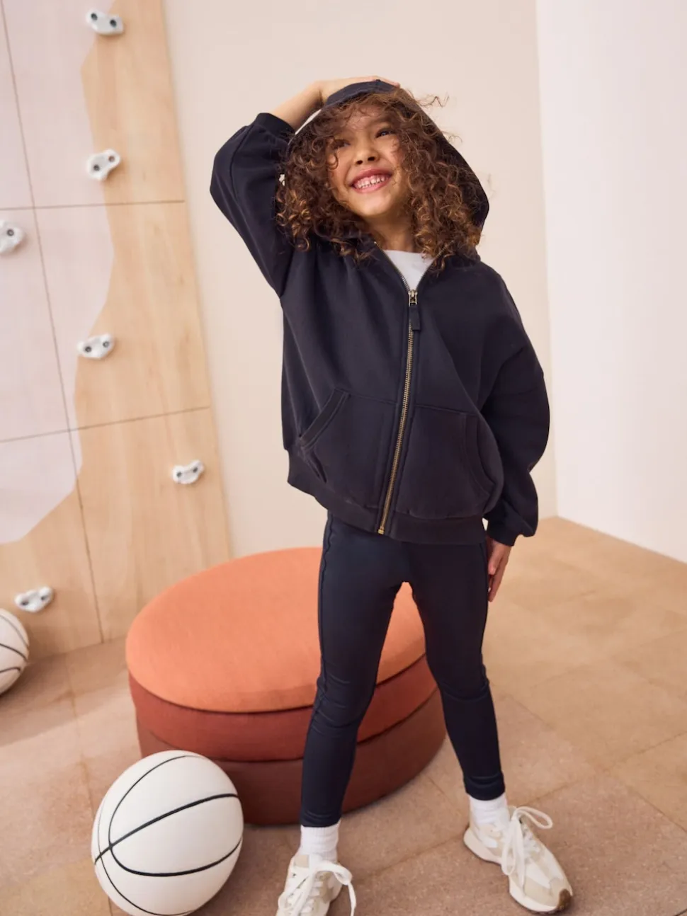 Noir - Sweat à capuche zippé en coton riche (3-16ans)