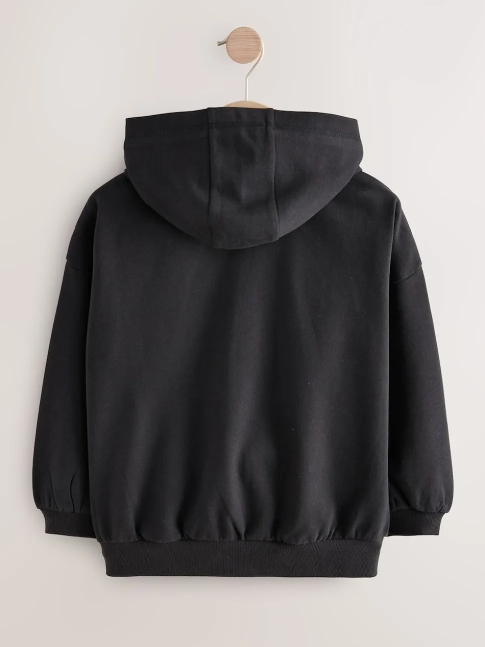 Noir - Sweat à capuche zippé en coton riche (3-16ans)