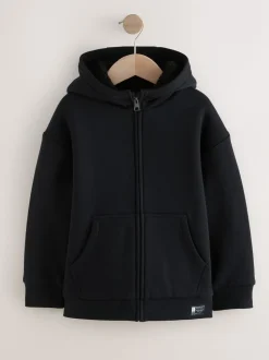 Noir - Sweat à capuche zippé en polaire Borg (3-16ans)
