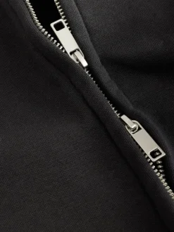 Noir - Sweat à col cheminée zippé en jersey riche en coton