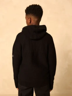 Noir - Sweat-shirt à capuche en maille utilitaire (3-16ans)