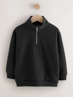 Noir - Sweat-shirt à col zippé (3-16ans)