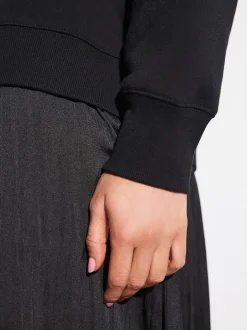 Noir - Sweat-shirt 2en1 avec jupe mi-longue en satin