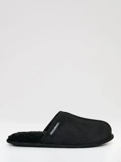 Noir - Threadbare chaussons mules doublés de fausse fourrure