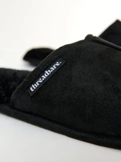 Noir - Threadbare chaussons mules doublés de fausse fourrure
