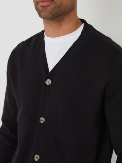 Noir - Threadbare Coton Blend Tricoté Cardigan