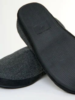 Noir - Threadbare Faux suède Chaussons mule doublés de fausse fourrure