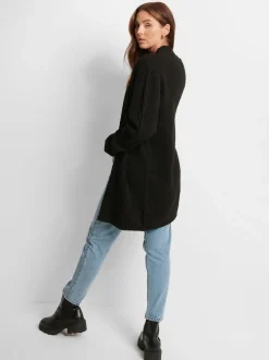 Noir - Threadbare Ladies Rozanna Cable Detail Cardigan